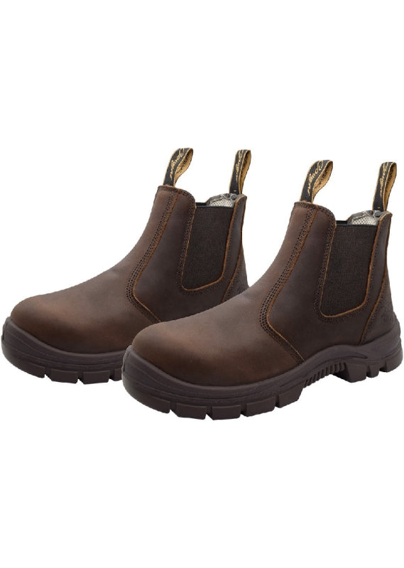 Cougar Footwear Devonport Steel Toe Cap Safety Elastic Sided Work Boot - Brown