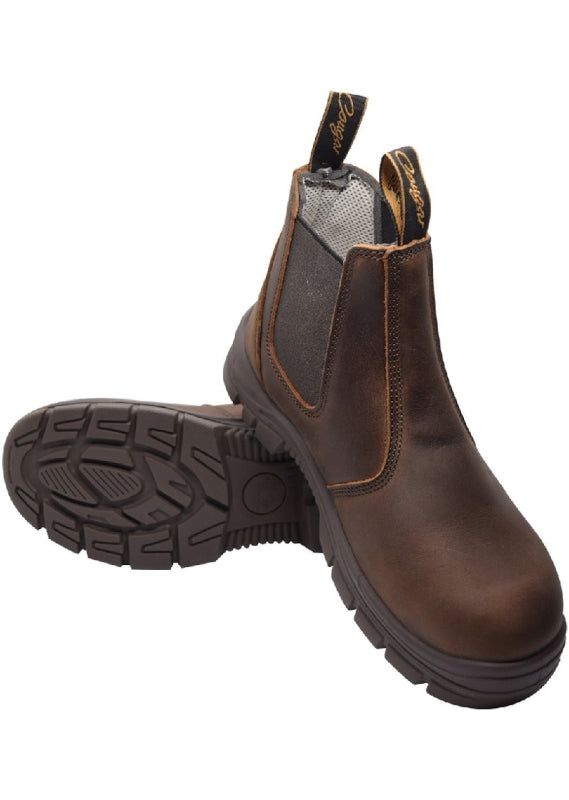 Cougar Footwear Devonport Steel Toe Cap Safety Elastic Sided Work Boot - Brown