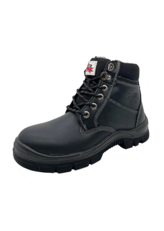 Cougar Footwear Wang Non Safety, Lace Up Boot with Zip - Black