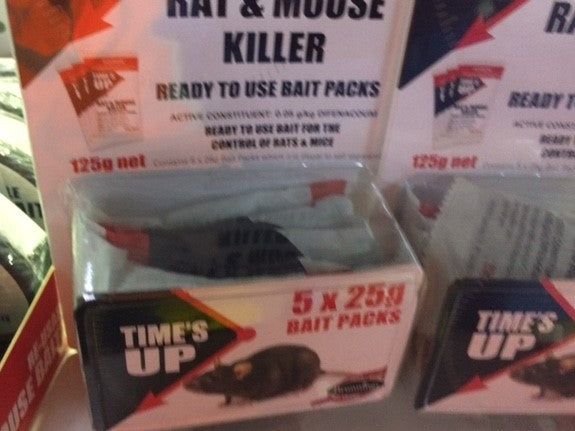 Times Up Rat And Mouse Killer 5 Sachets 125g.