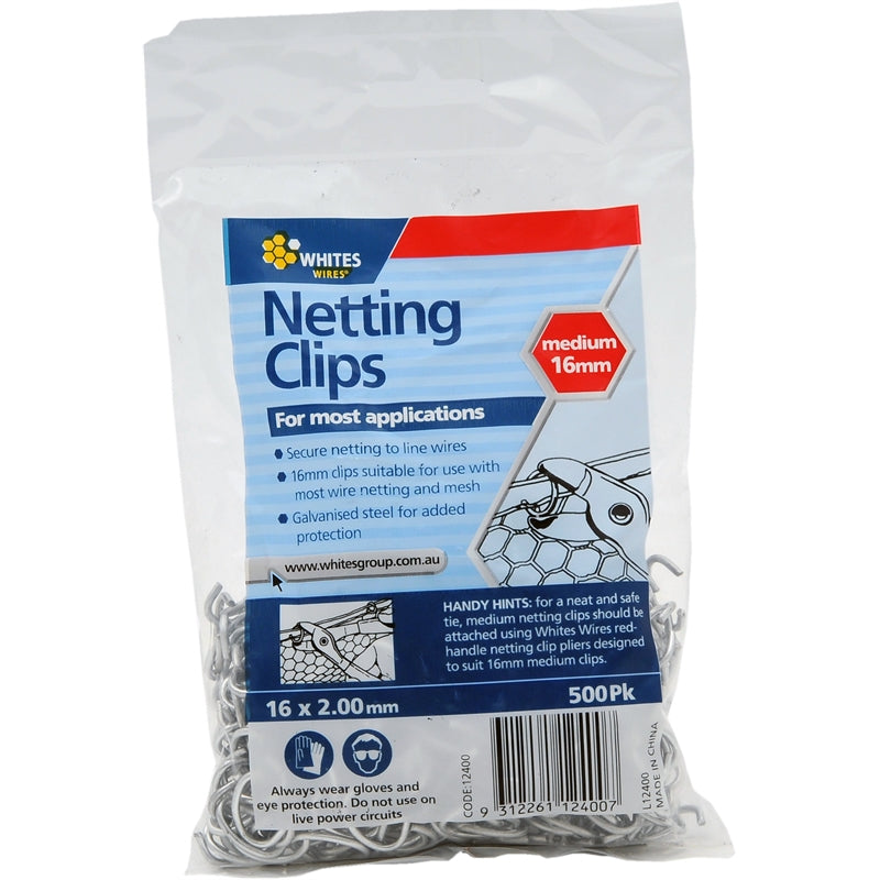 Whites Netting Clips 16x2.00mm 500 Pack Whites.
