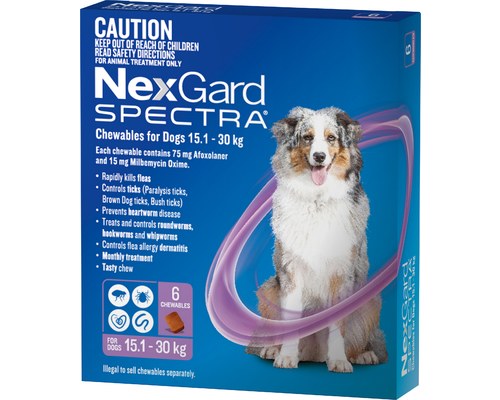 Nexgard Spectra 15.1kg-30kg 6 Pack Chewables For Dogs .