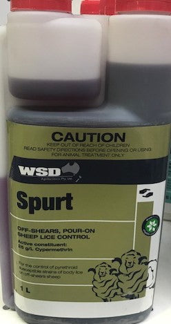 Wsd Spurt 1lt Off Shears, Pour On Sheep Lice Control.