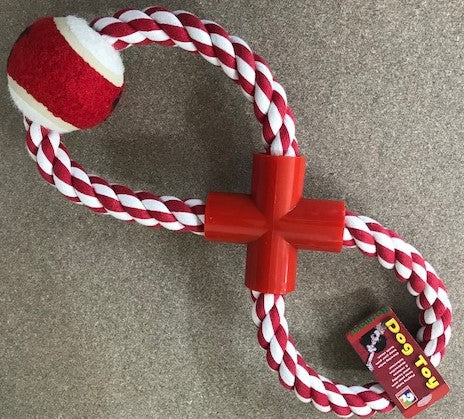ROPE TOY FIG 8 WITH BALL LARGE 13"