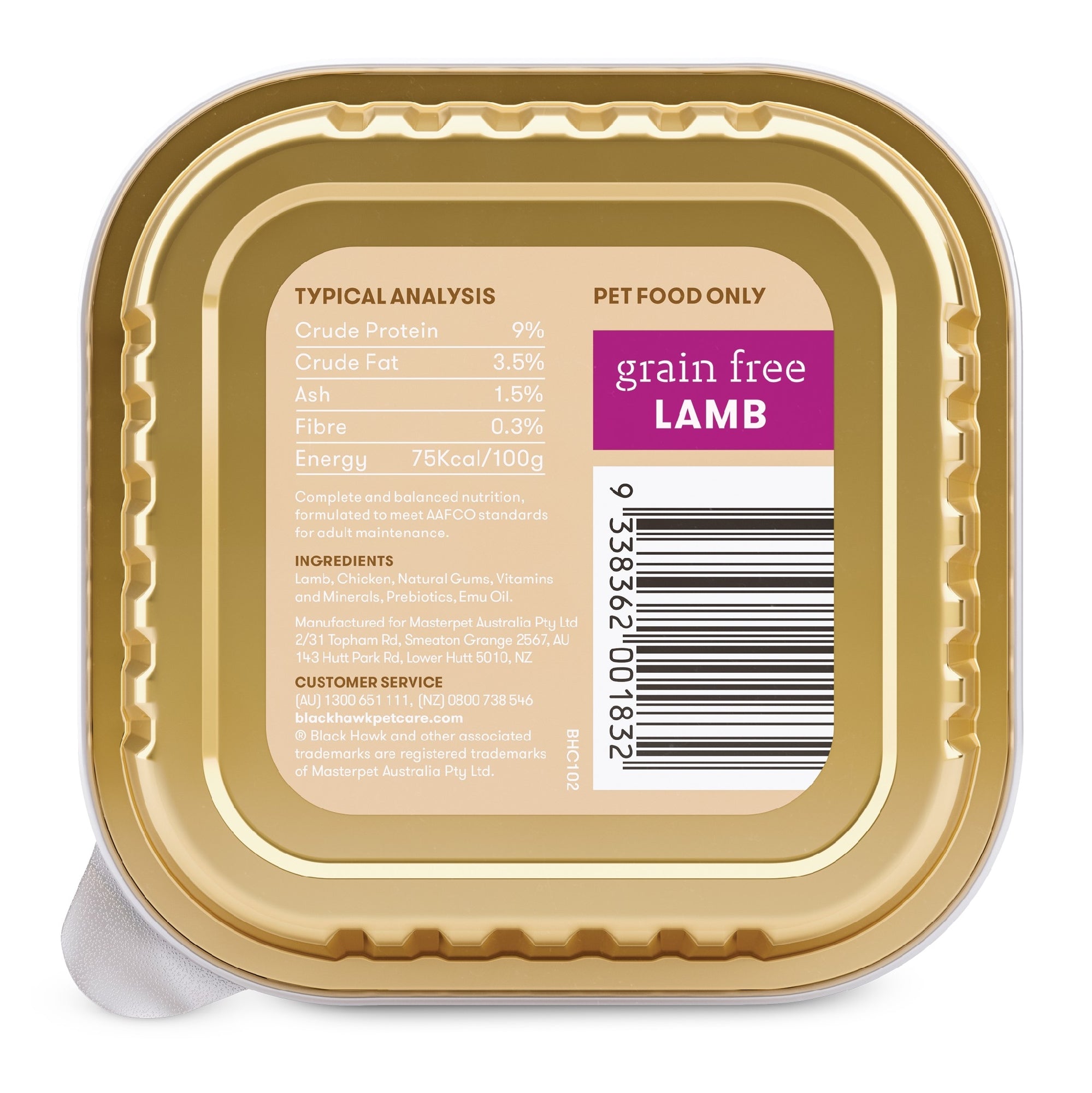 Blackhawk Dog Grain Free Lamb Sachet 100g.