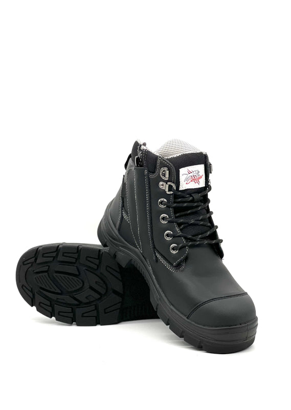 Cougar Footwear Toronto Composite Toe, Lace Up Boot With Zip & Cover - Black