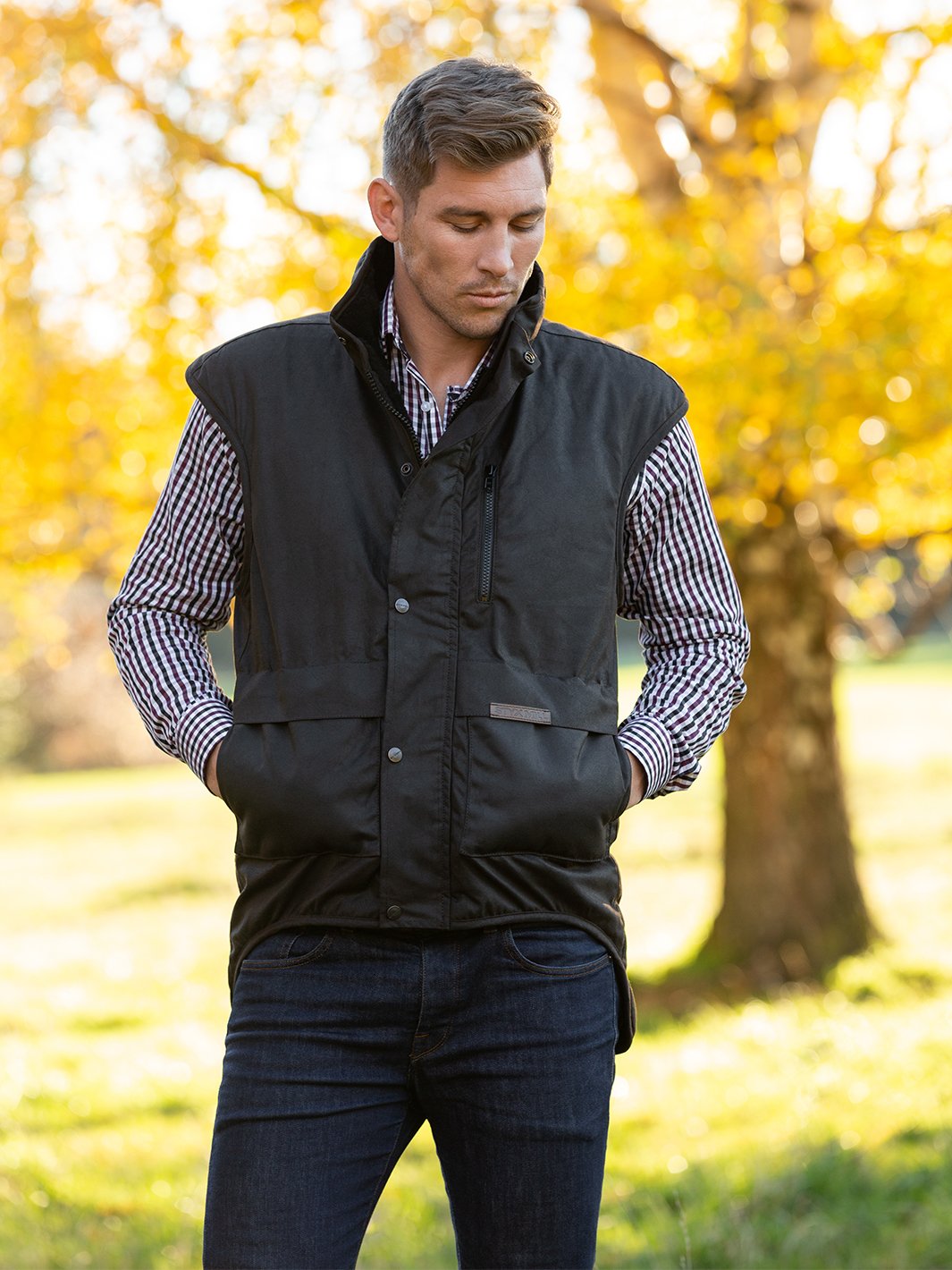 Styx Mill Oilskin Multi Pocket Vest - Brown