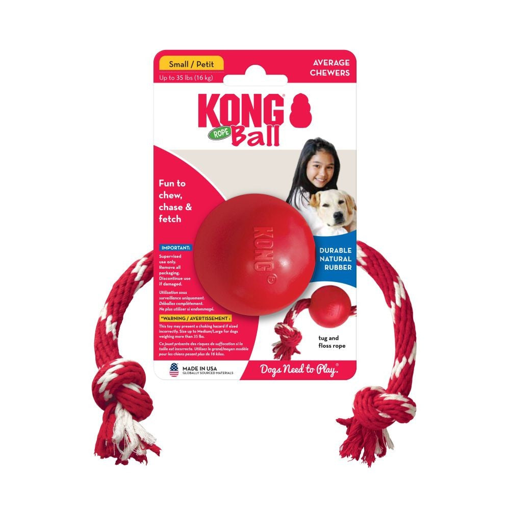 Kong Ball With Rope Small Red.