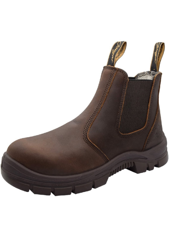 Cougar Footwear Devonport Steel Toe Cap Safety Elastic Sided Work Boot - Brown