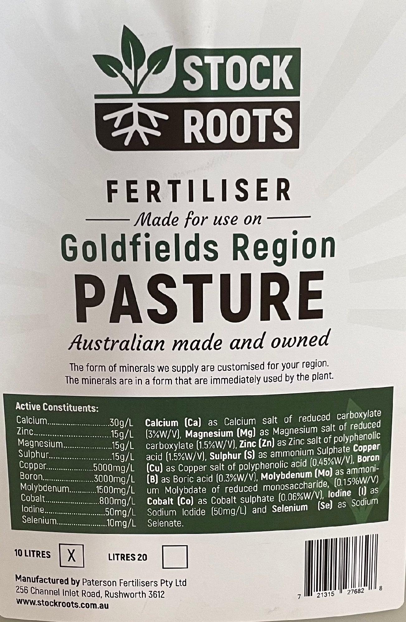 Stock Roots Fertiliser Goldfields Region Pasture [ltr:10]