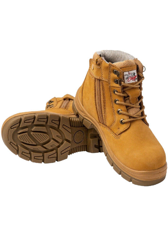 Cougar Footwear Bondi Composite Toe Safety Boot Zip Sided Work Boot - Wheat