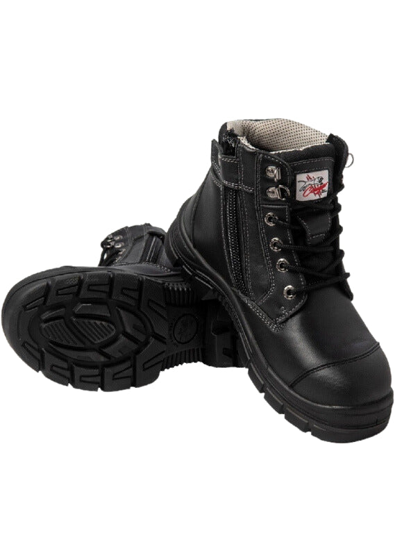 Cougar Footwear Detroit Composite Toe Cap Safety Boot Zip Sided Work Boot - Black