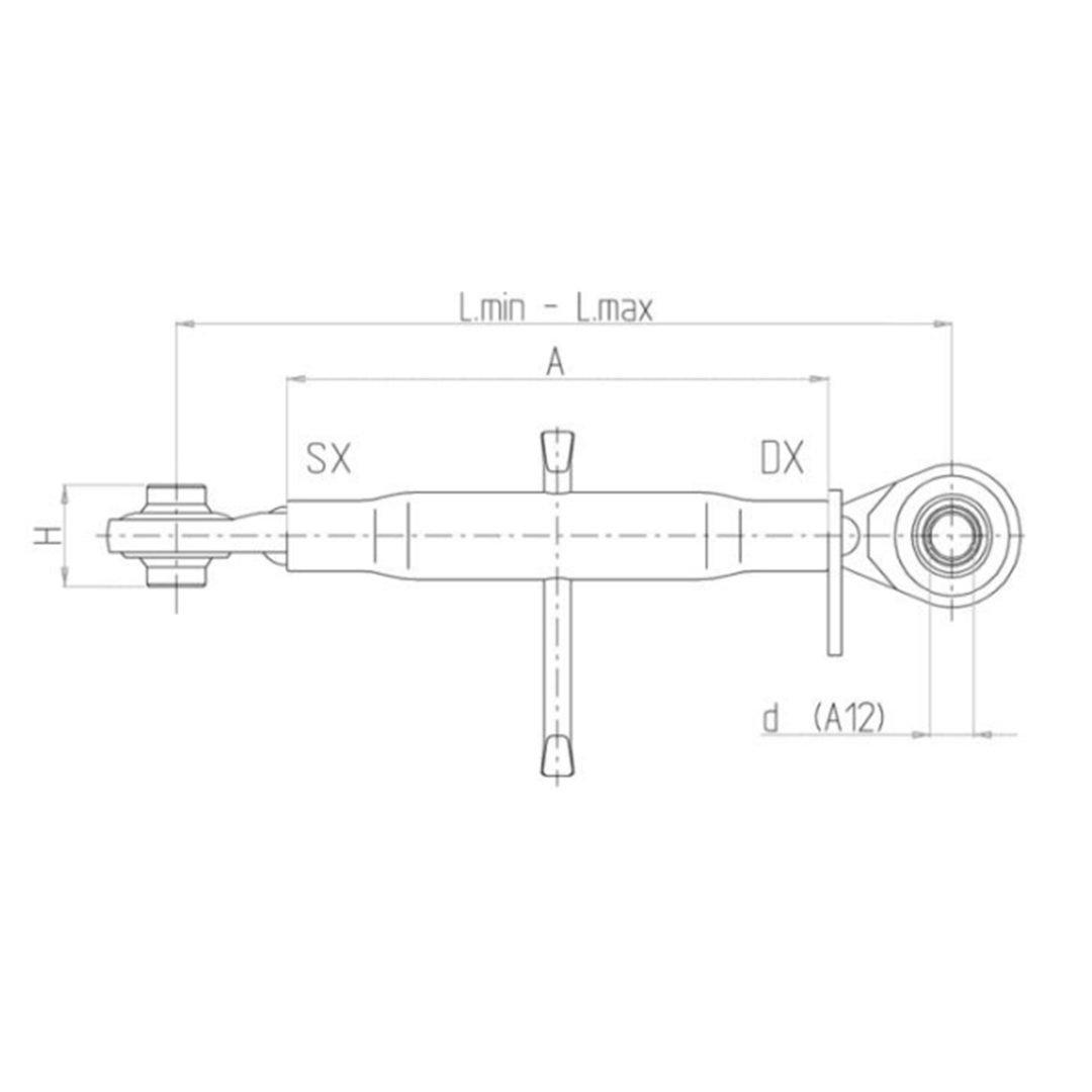 Ama Adjustable Top Link With Ball End MM:620 MM:850 