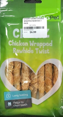 VITAPET CHEWZ CHICKEN WRAPPED RAWHIDE 7 PACK