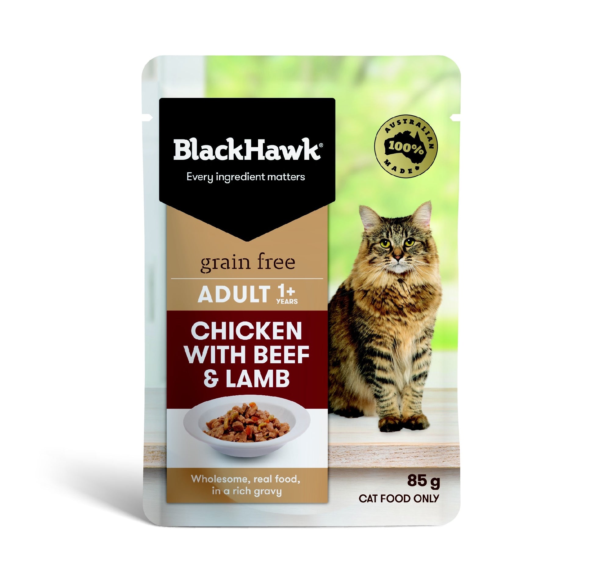 Blackhawk Cat Adult 1+ Grainfree 85g Sachet Chicken With Lamb.