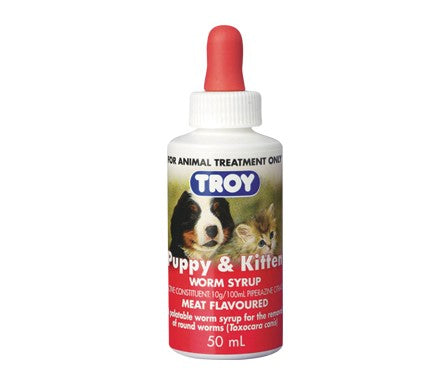 Troy Puppy & Kitten Worm Syrup 50ml.