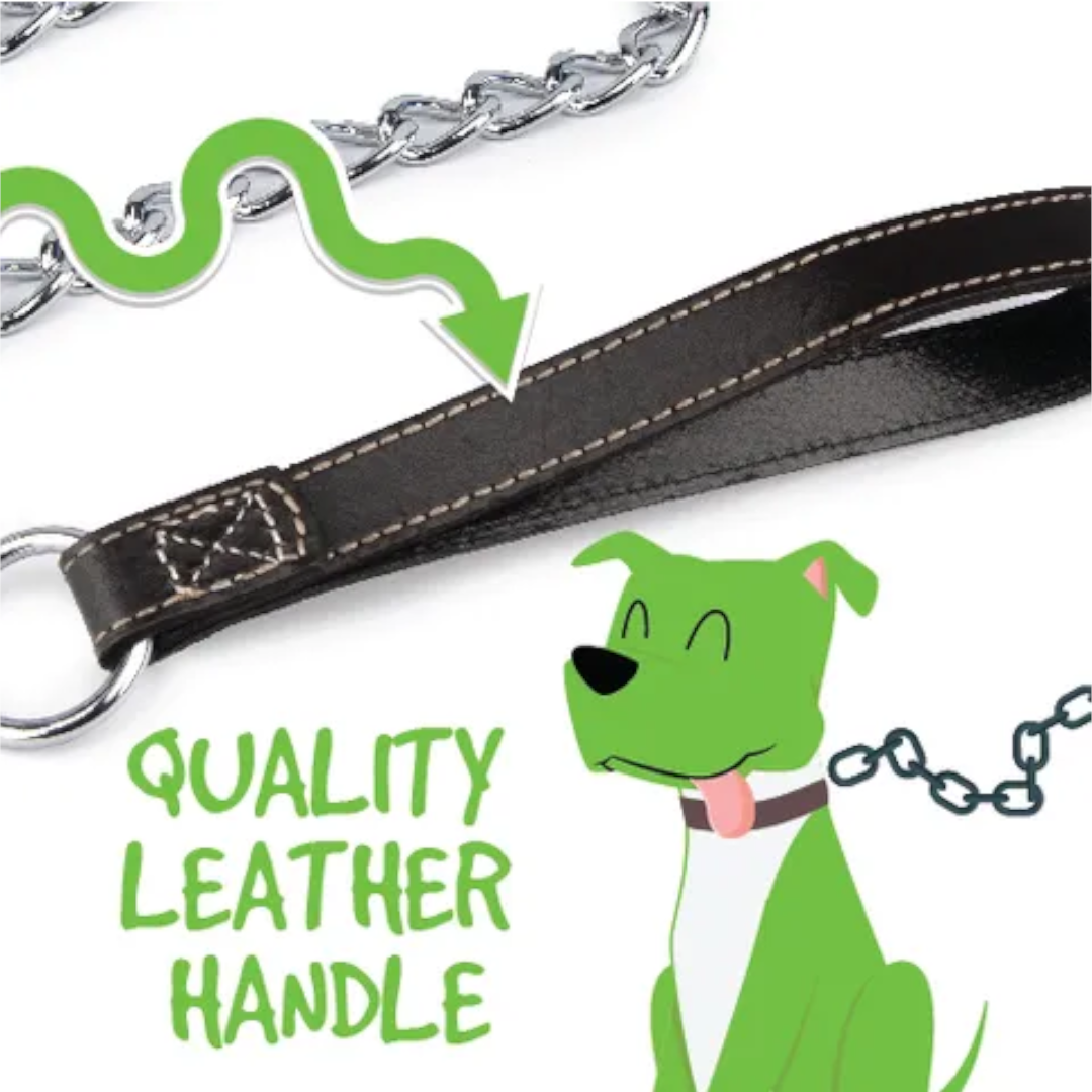 Bainbridge Dog Chain Lead Leather Handle 100cm