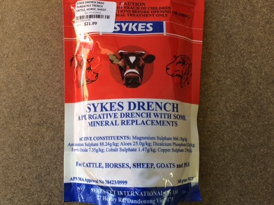 SYKES DRENCH 340G PURGATIVE TRENCH CATTLE, HORSE, SHEEP GOATS AND PIGS
