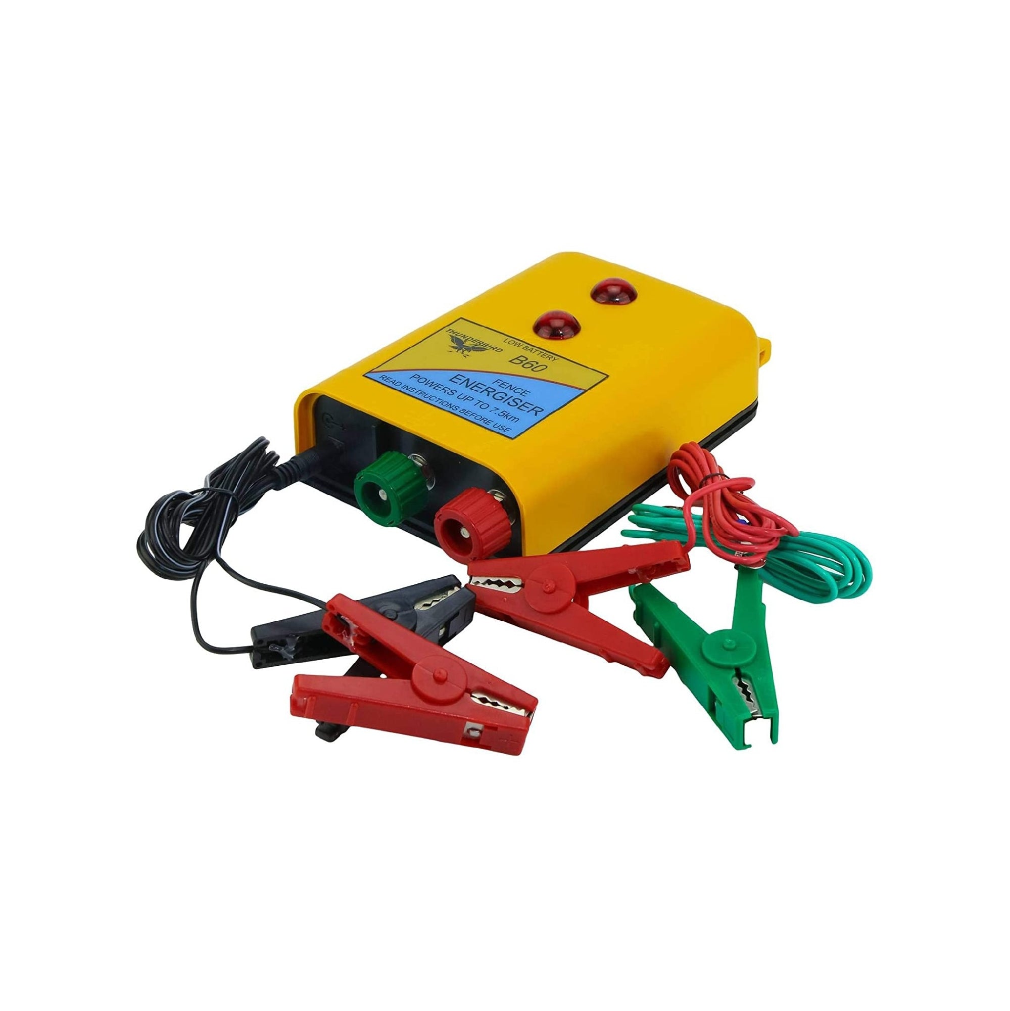 Thunderbird Energiser Battery Fence 7.5km Strip Grazer 4xd Cells Or 12 V Ext Batt B-60.