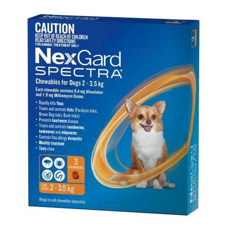 NEXGARD SPECTRA 2KG-3.5KG 3 PACK CHEWABLES FOR DOGS