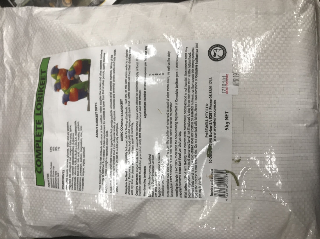 COMPLETE LORIKEET FOOD (DRY LORI) 5KG PASSWELL PTY LTD