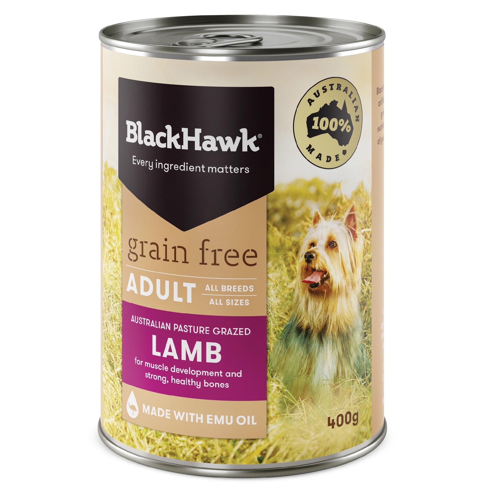 Blackhawk Dog Grain Free Lamb Cans 400g.