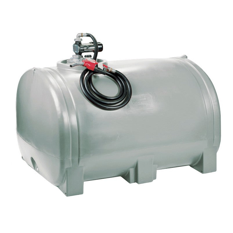 Polymaster Diesel Transfer Tank - Squat -  With 50lpm Pump & Nozzle - 12v [LTR:2000]