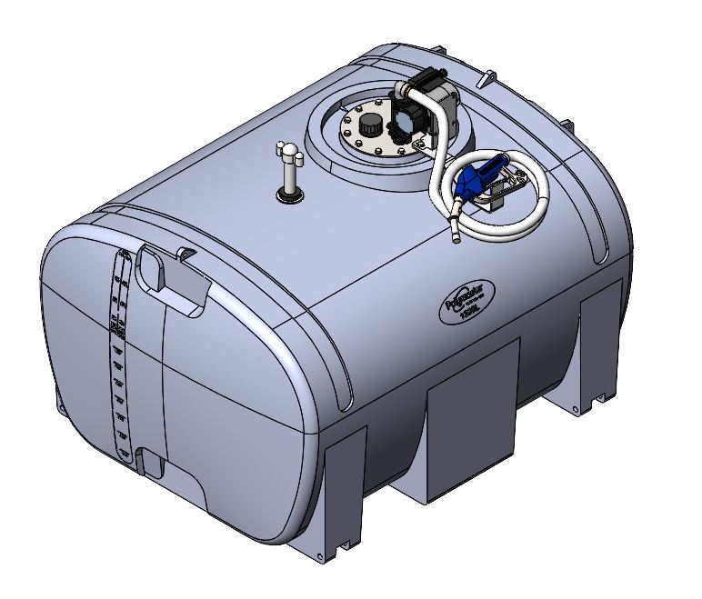 Polymaster Diesel Transfer Tank + Dual 70/35lpm Pump & Nozzle - 24/12v - Squat [LTR:1200]