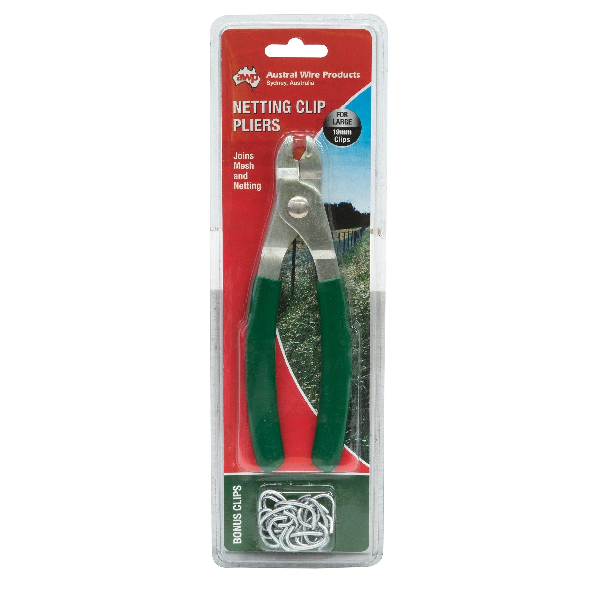 Awp Netting Clip Pliers 19mm Green Handle.