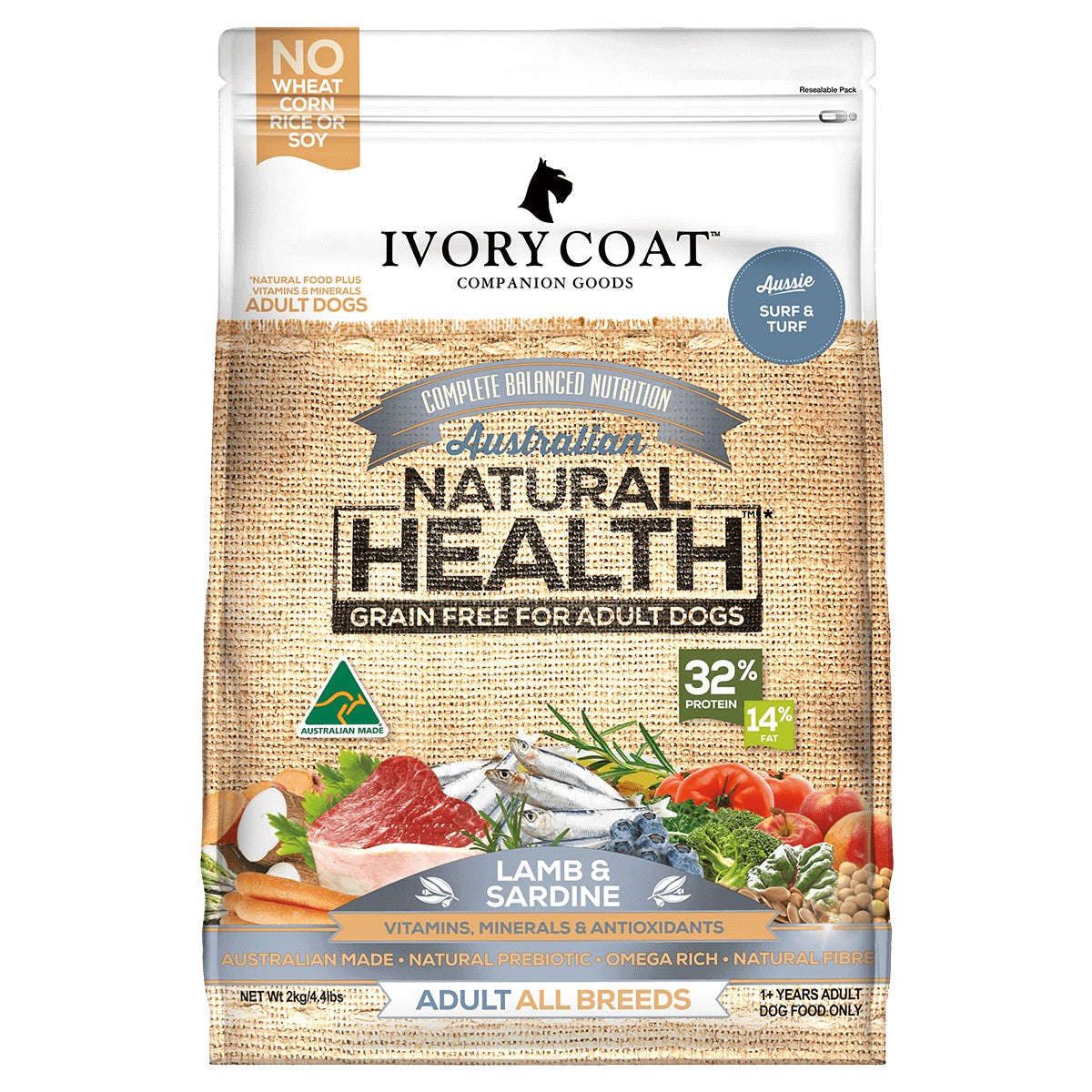 Ivory Coat Dog Lamb & Sardine 13kg.