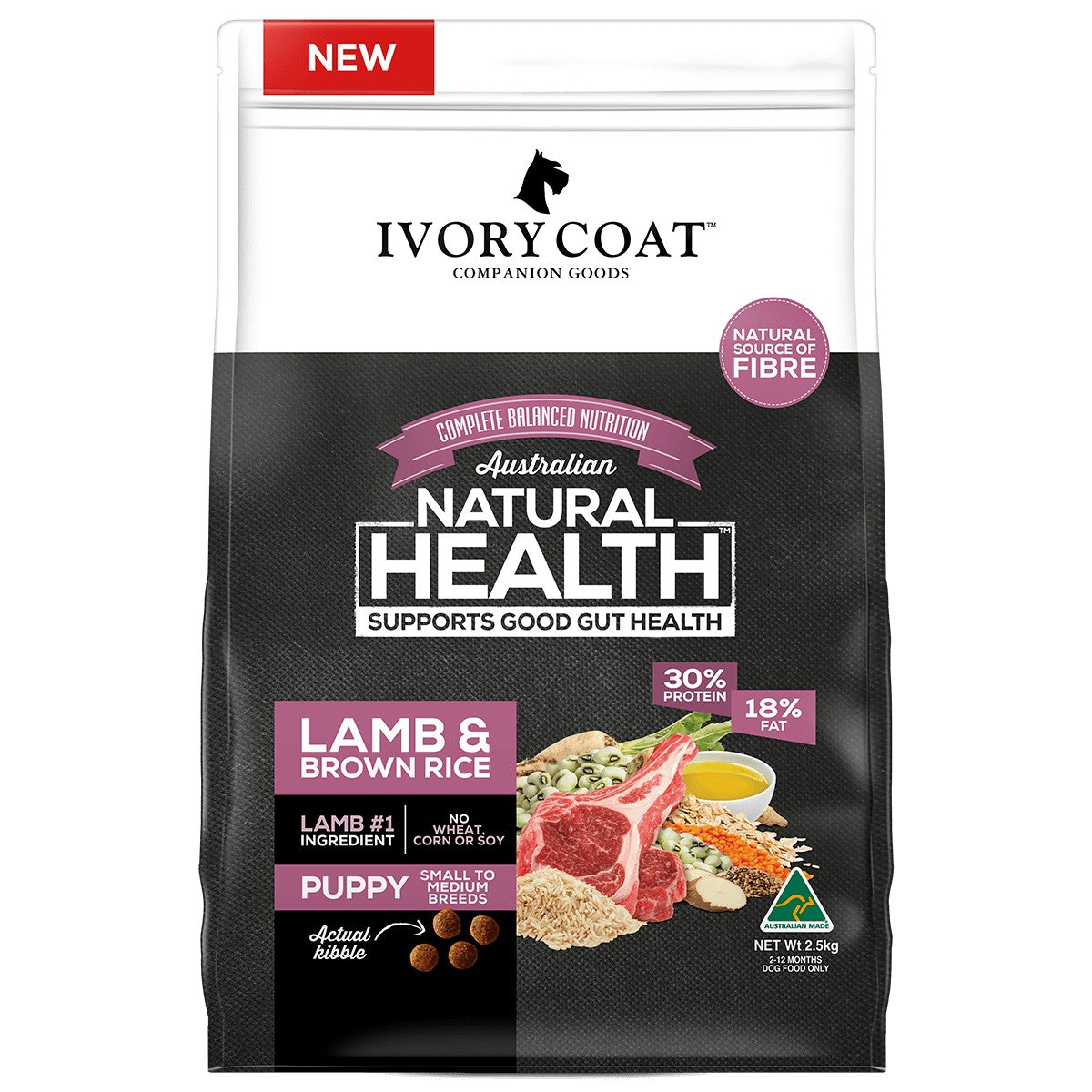 Ivory Coat Puppy Lamb & Brown Rice 18kg.