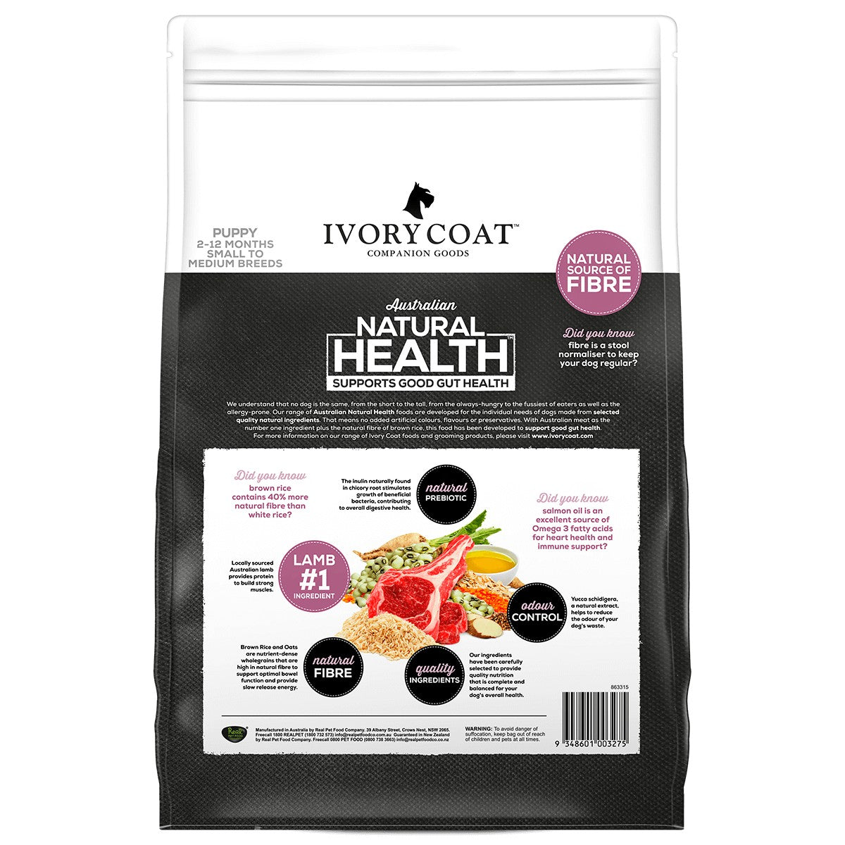 Ivory Coat Puppy Lamb & Brown Rice 18kg.