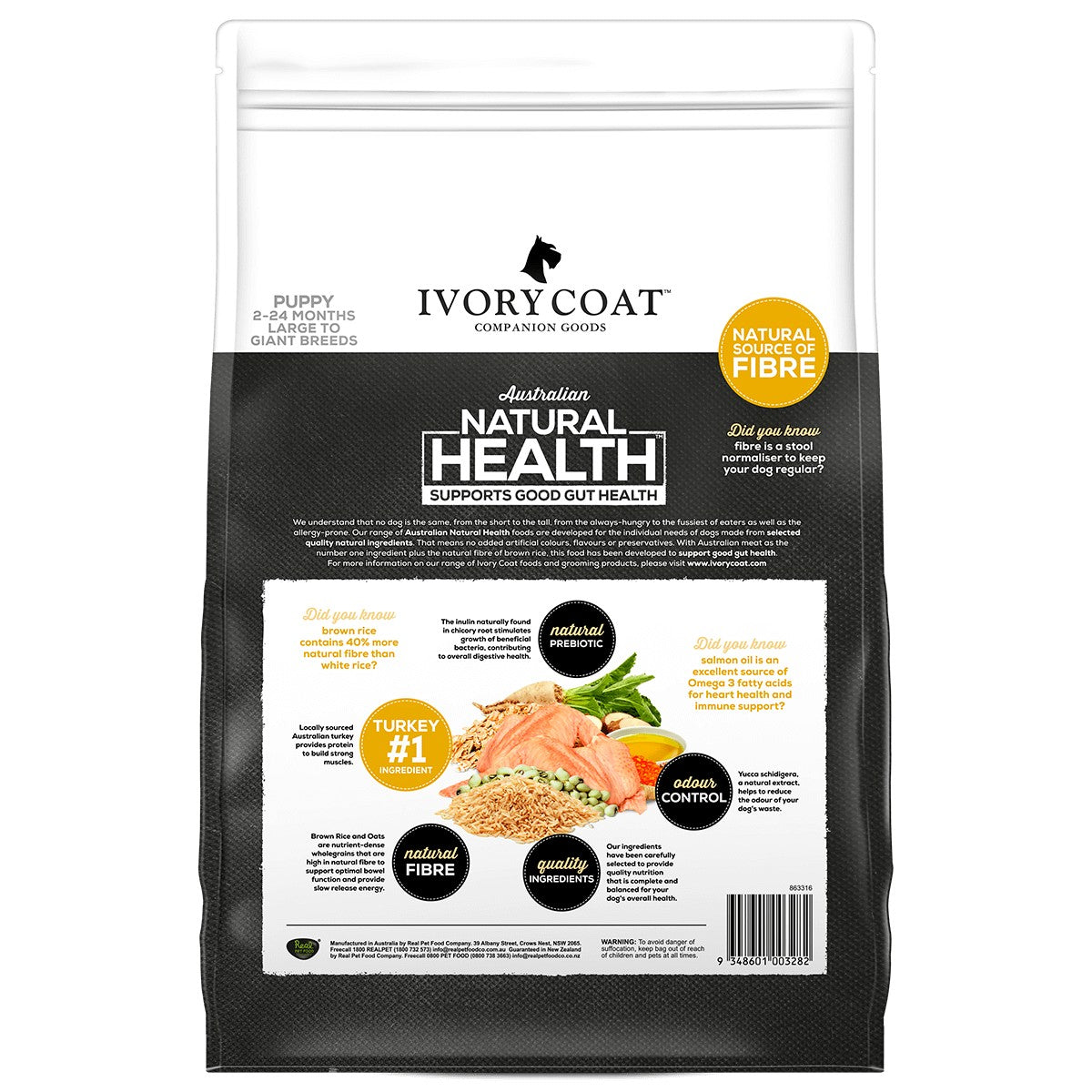 Ivory Coat Puppy Lrg Breed Turkey & Brown Rice 2.5kg.