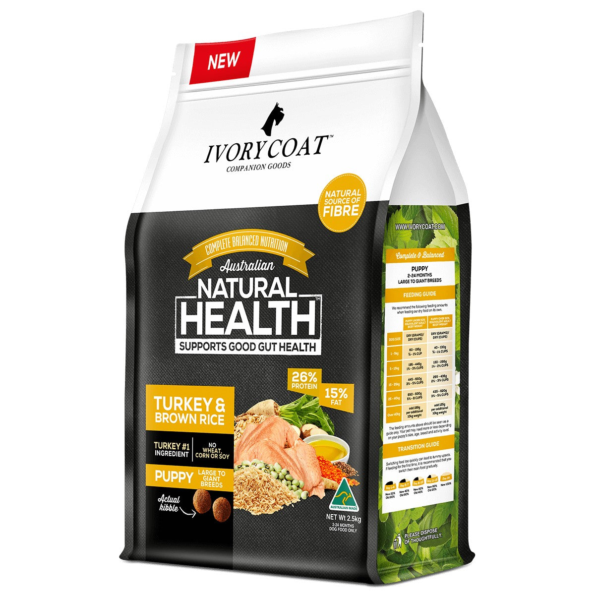 Ivory Coat Puppy Lrg Breed Turkey & Brown Rice 2.5kg.