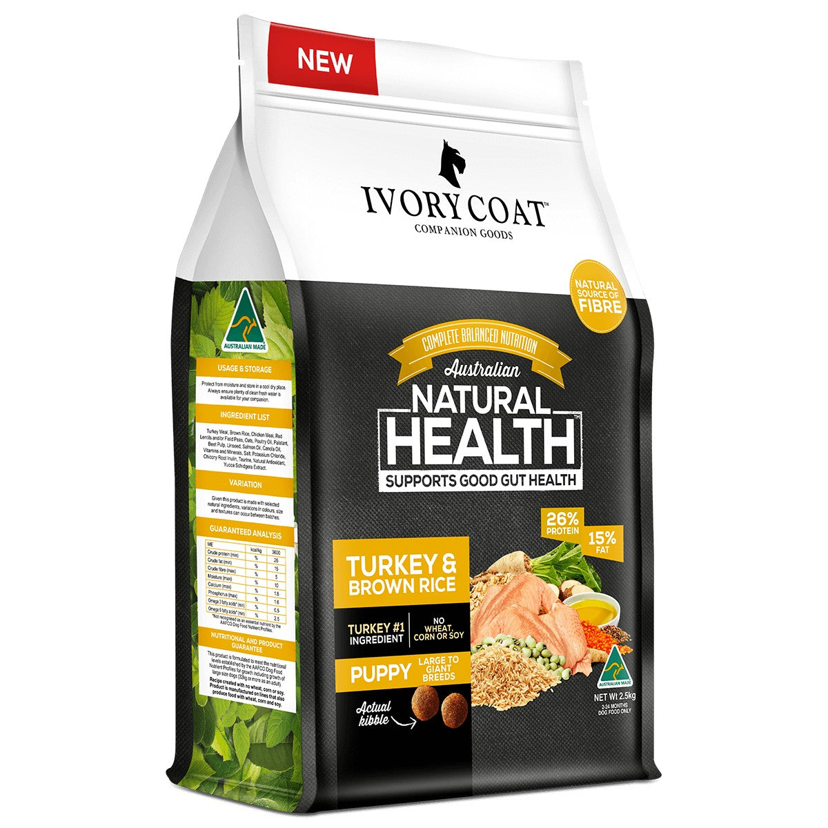 Ivory Coat Puppy Lrg Breed Turkey & Brown Rice 2.5kg.