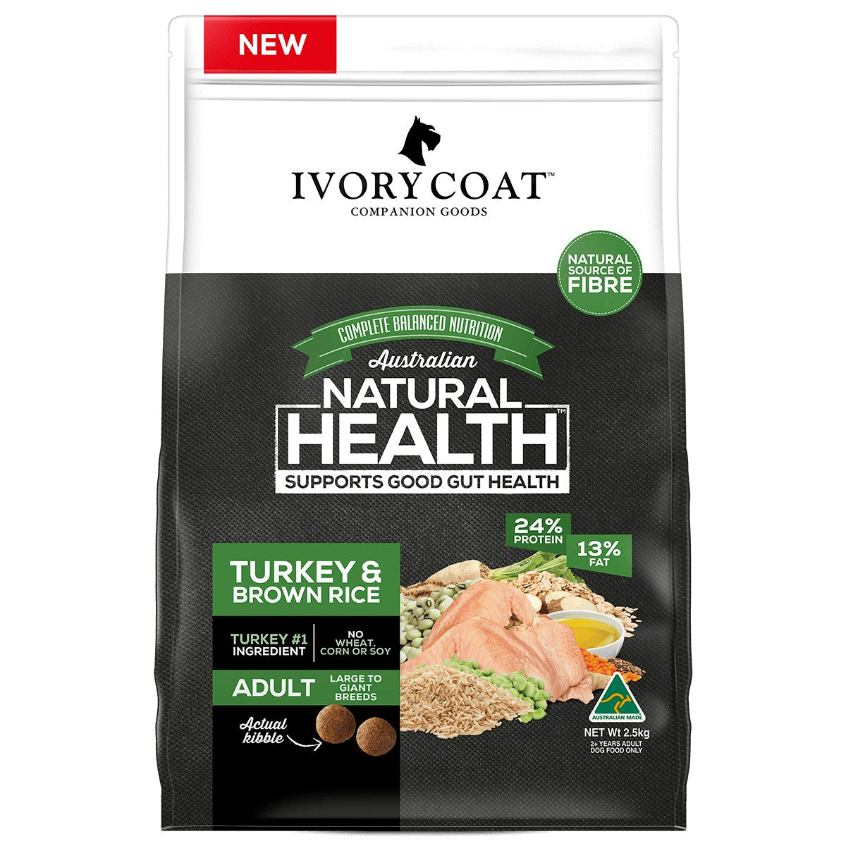Ivory Coat Lrg Breed Turk & Brown Rice 2.5kg.