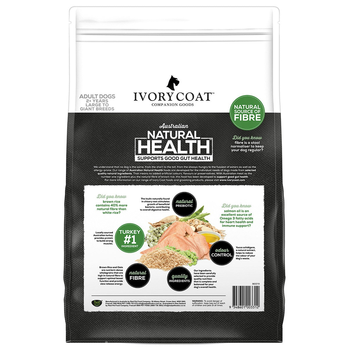 Ivory Coat Lrg Breed Turk & Brown Rice 2.5kg.