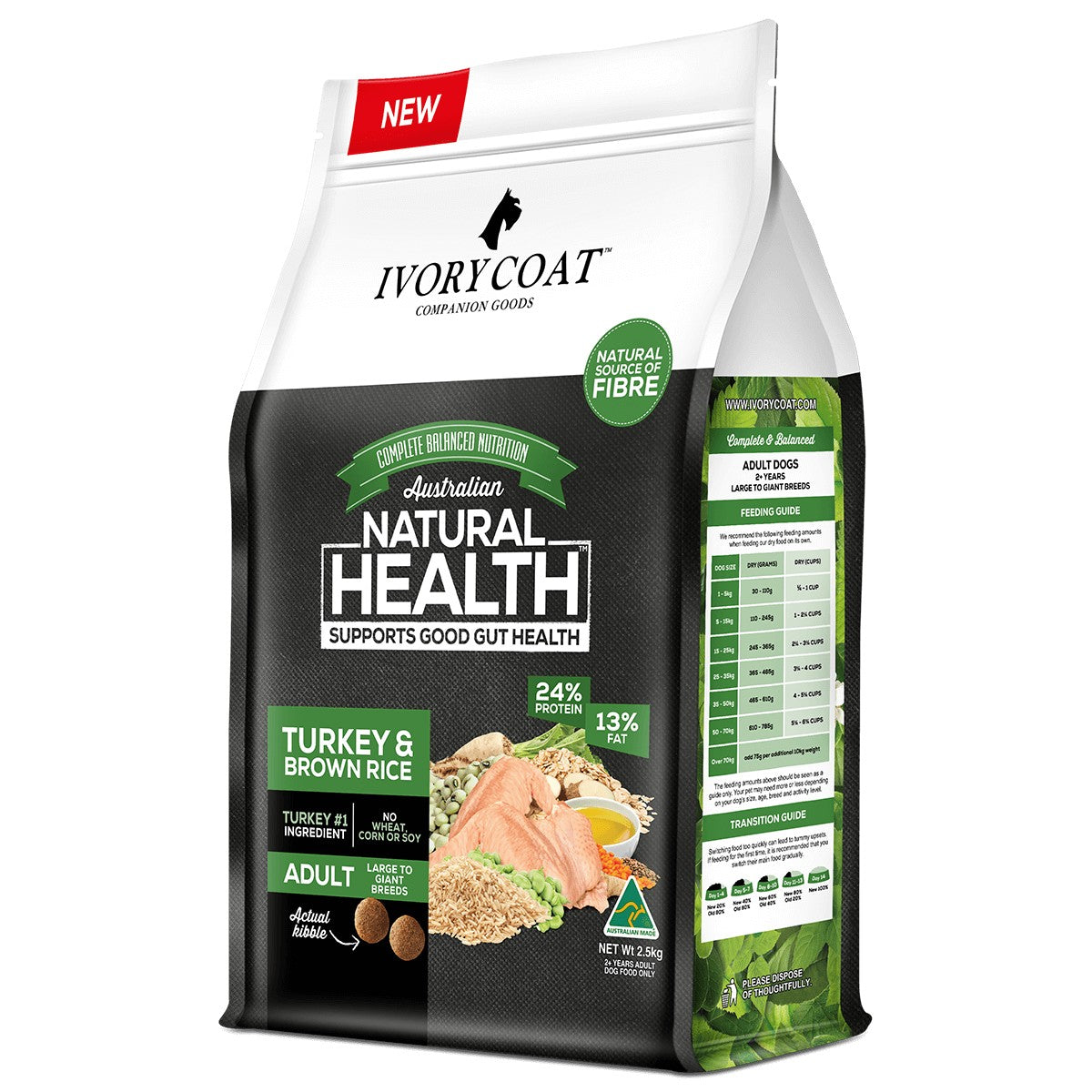 Ivory Coat Lrg Breed Turk & Brown Rice 2.5kg.