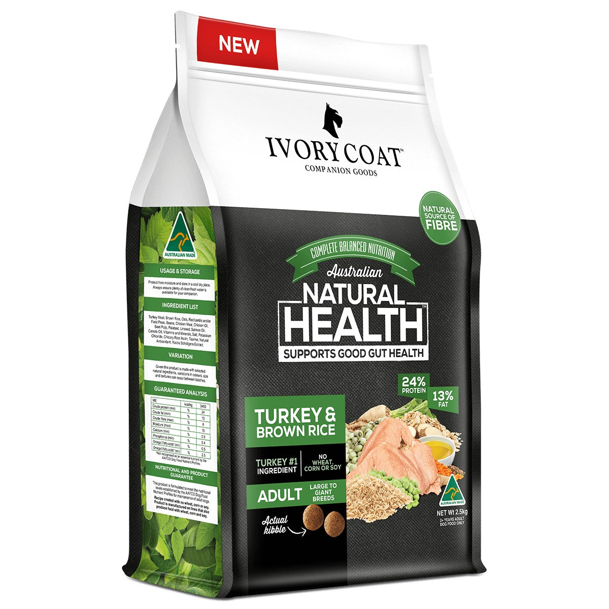 Ivory Coat Lrg Breed Turk & Brown Rice 2.5kg.