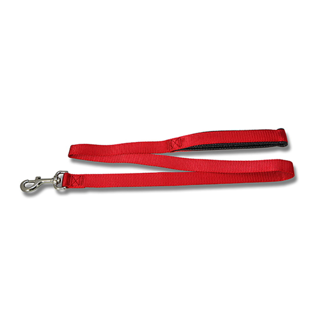 Bainbridge Dog Lead Webb Padded 2.5cmX120cm [CLR:Red]