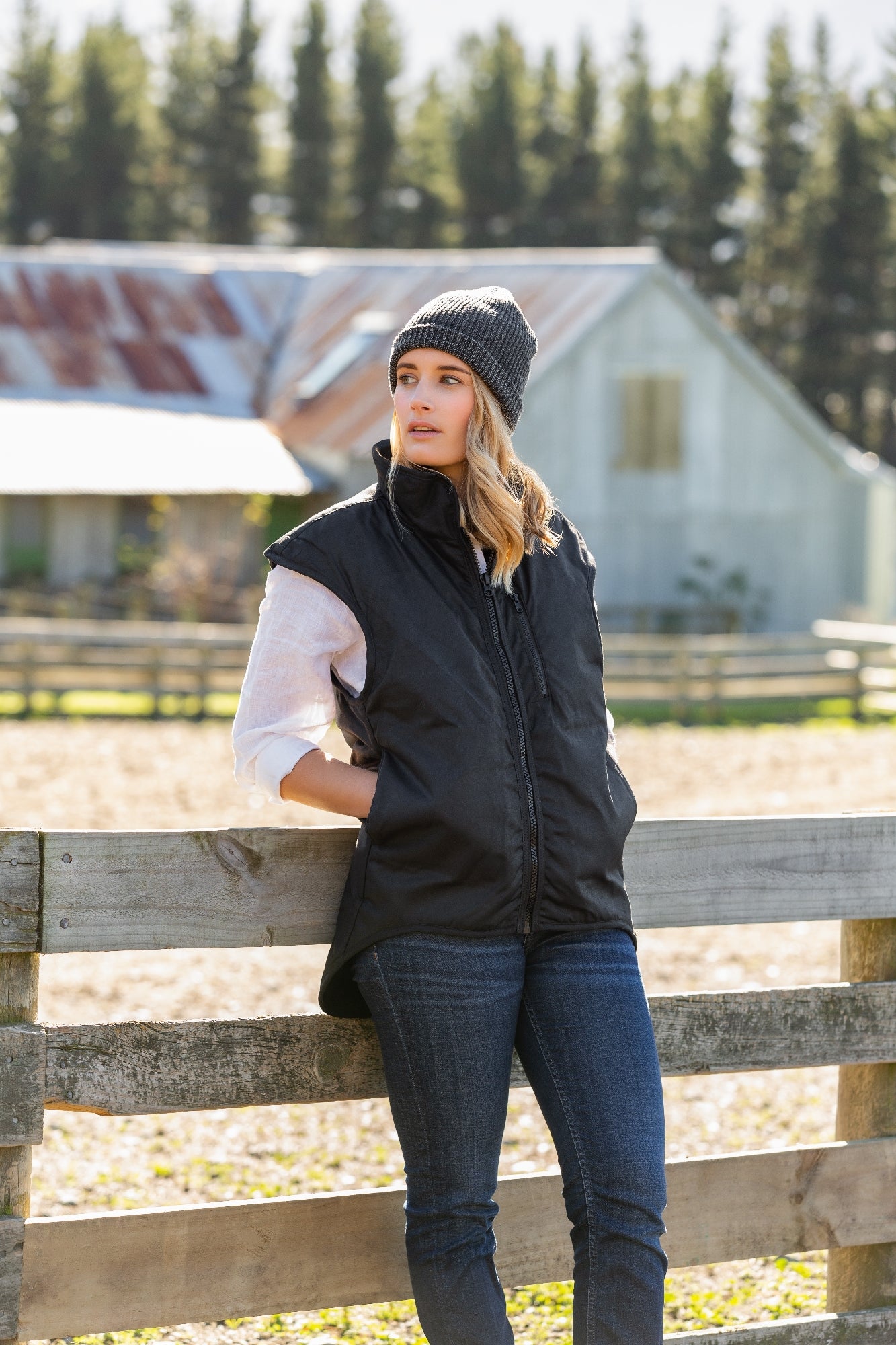 Styx Mill™ Oilskin Black Fur Lined Vest Black [SZ:5XL]