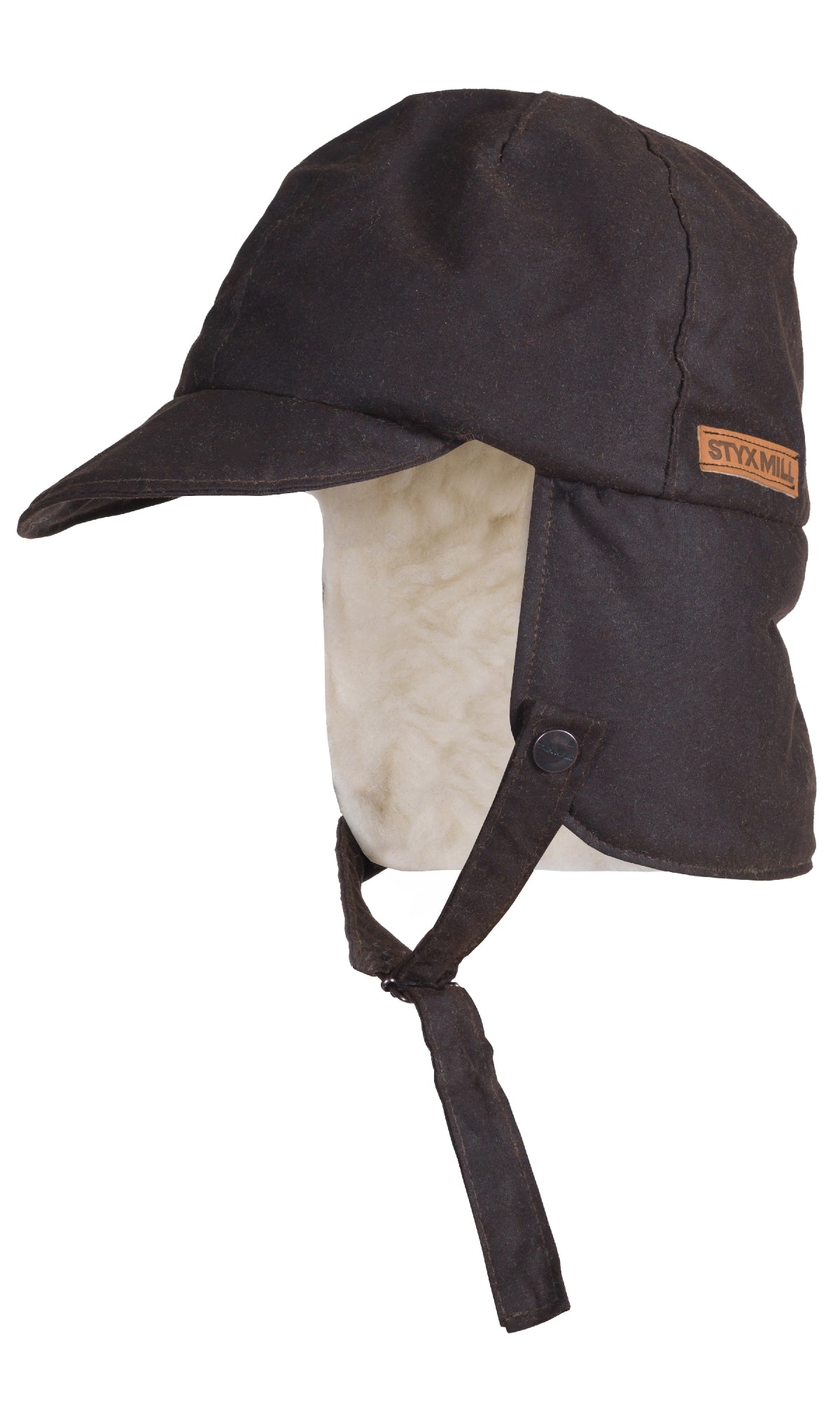 Styx Mill™ Oilskin Wool Lined Trapper Hat Brown [sz:l]