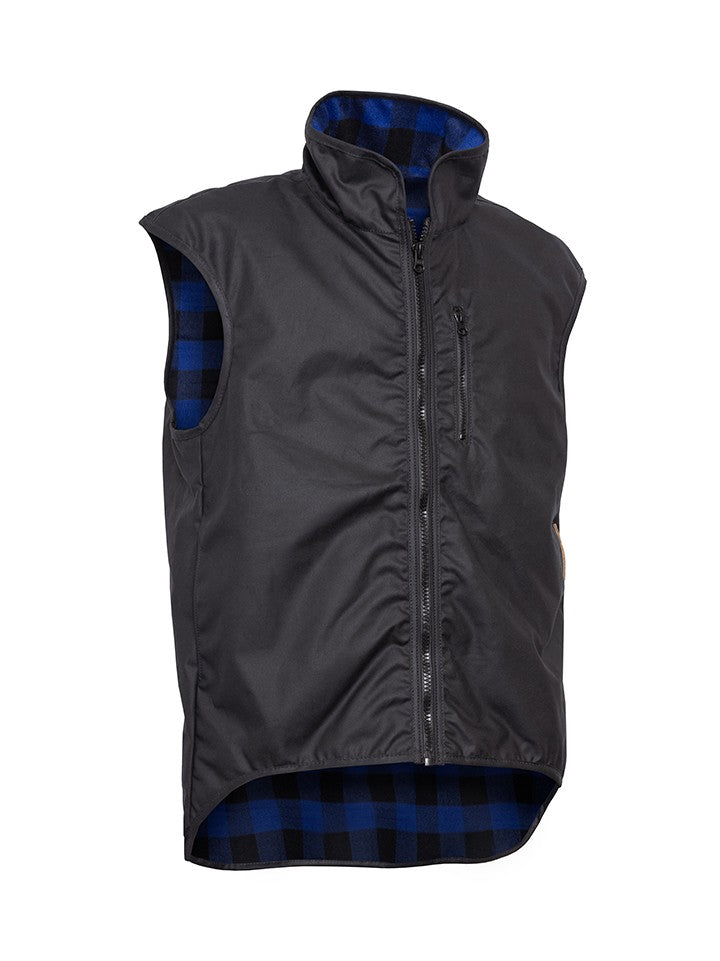Styx Mill™ Oilskin Black Wool Lined Province Vest Blue Check [SZ:5XL]