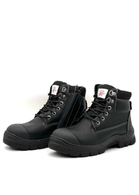 Cougar Footwear Toronto Composite Toe, Lace Up Boot With Zip & Cover - Black