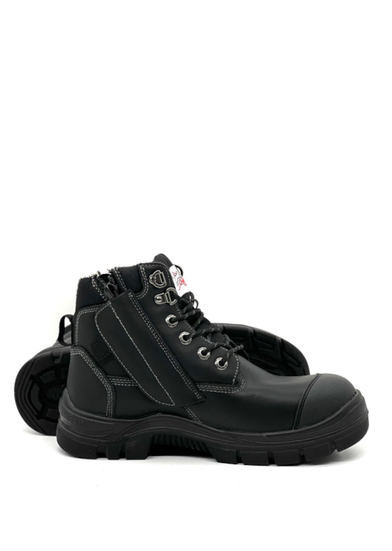 Cougar Footwear Toronto Composite Toe, Lace Up Boot With Zip & Cover - Black