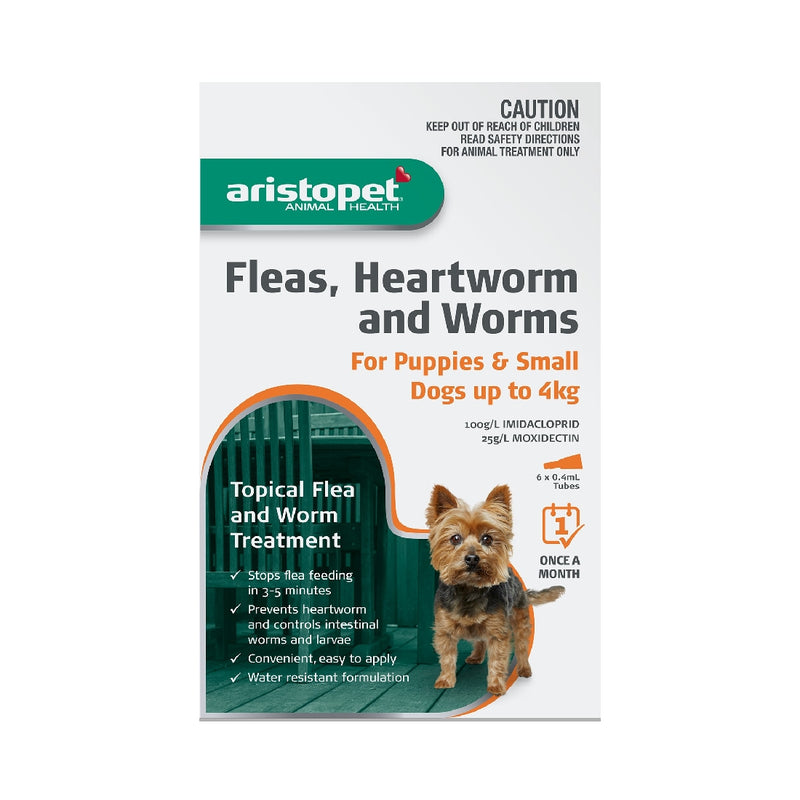 Aristopet Dogs / Puppies Up To 4KG Fleas, Heartworms & Worms
