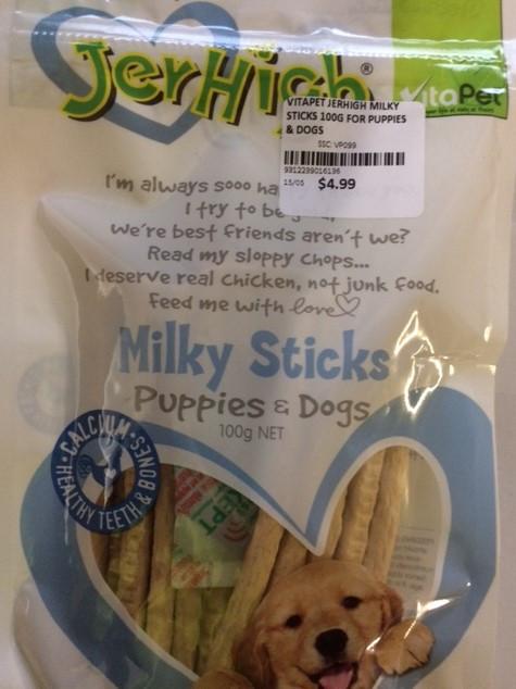 VITAPET JERHIGH MILKY STICKS 100G FOR PUPPIES & DOGS | Southside Stockfeeds Kilmore