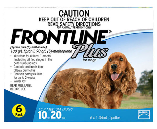 FRONTLINE Plus Dog Blue Medium 10-20KG 6 TREATMENTS