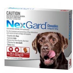 NEXGARD CHEWABLES FLEA AND TICK CONTROL 25.1-50KG 6 CHEWS | Southside Stockfeeds Kilmore