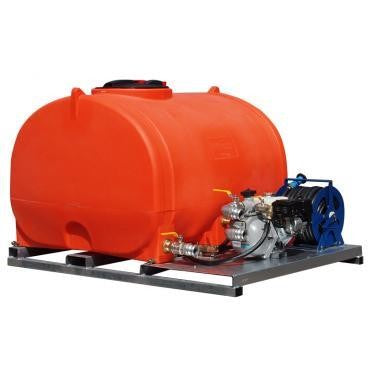 POLYMASTER FTRS1200L FIRE SKID MOUNTED TANK 6.5HP HONDA PUMP.